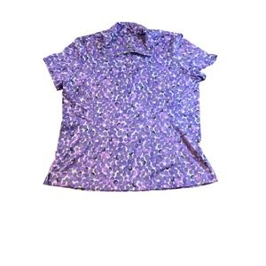 Tail Tech Womens Purple Abstract Dot Snap Polo Shirt Golf Top Large
